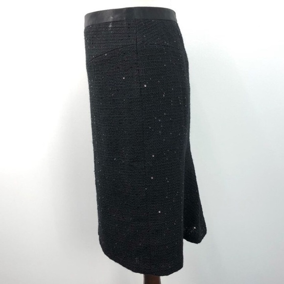 Ann Taylor black wool blend sequin pencil skirt sz 2 - Picture 2 of 7